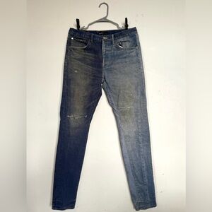 PURPLE BRAND TWO-TONED DISTRESSED JEANS
